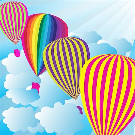 simsearch:400-06642893,k - Summer Background - Blue Sky With Hot Air Balloons Foto de stock - Super Valor sin royalties y Suscripción, Código: 400-04910197