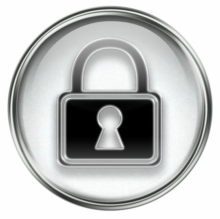 Lock icon grey, isolated on white background. Photographie de stock - Aubaine LD & Abonnement, Code: 400-04910245
