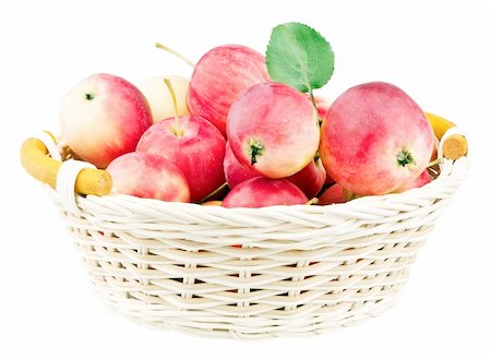 simsearch:400-07096505,k - Red mini apples in basket isolated on white background Stock Photo - Budget Royalty-Free & Subscription, Code: 400-04910445