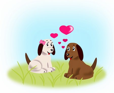 simsearch:673-02138072,k - Two little puppies that are sitting and looking at each other in love. Stock Photo - Budget Royalty-Free & Subscription, Code: 400-04910511