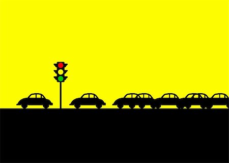 pollution illustration - Iconic illustration of cars at traffic light . Also available as a Vector in Adobe illustrator EPS format, compressed in a zip file. Stock Photo - Budget Royalty-Free & Subscription, Code: 400-04910719