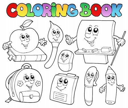 simsearch:400-04240970,k - Coloring book school cartoons 5 - vector illustration. Stock Photo - Budget Royalty-Free & Subscription, Code: 400-04911184