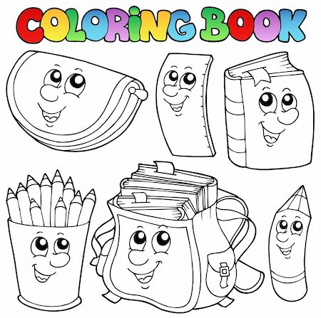 simsearch:400-04240970,k - Coloring book school cartoons 1 - vector illustration. Stock Photo - Budget Royalty-Free & Subscription, Code: 400-04911180