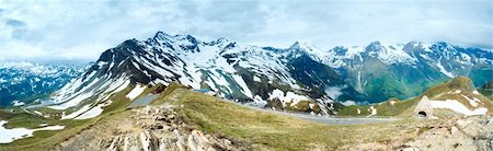 Summer Alps mountain panorama (view from Grossglockner High Alpine Road).  Three shots stitch image. Stock Photo - Budget Royalty-Free & Subscription, Code: 400-04912460