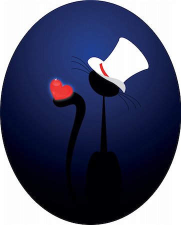 simsearch:400-08189024,k - black  cat holding red  heart on night Photographie de stock - Aubaine LD & Abonnement, Code: 400-04913183