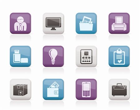 simsearch:400-04913456,k - Business and office equipment icons - vector icon set Stock Photo - Budget Royalty-Free & Subscription, Code: 400-04913456