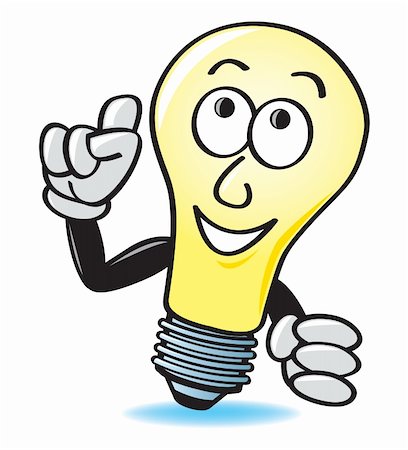 A cartoon light bulb with a bright idea. Stock Photo - Budget Royalty-Free & Subscription, Code: 400-04913977