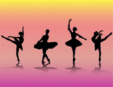 elegant body silhouettes - Ballerinas with background - vector Stock Photo - Budget Royalty-Free & Subscription, Code: 400-04924214