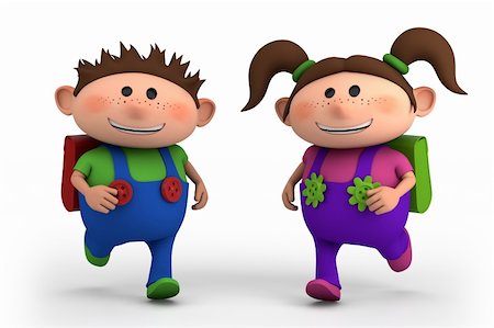 simsearch:400-04924737,k - school kids running -  - high quality 3d illustration Stock Photo - Budget Royalty-Free & Subscription, Code: 400-04924730