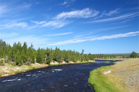 simsearch:400-05705152,k - Firehole River flows through Yellowstone National Park on a beautiful sunny day. Stock Photo - Budget Royalty-Free & Subscription, Code: 400-04925002