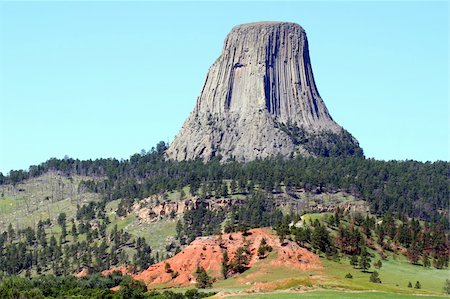 simsearch:400-05705152,k - Devils Tower National Monument rises prominently from the landscape of northeastern Wyoming. Stock Photo - Budget Royalty-Free & Subscription, Code: 400-04925106