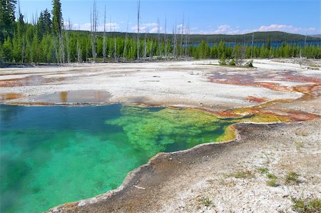 simsearch:400-05705152,k - Dazzling colors of Abyss Pool in the West Thumb Geyser Basin of Yellowstone National Park. Stock Photo - Budget Royalty-Free & Subscription, Code: 400-04925110