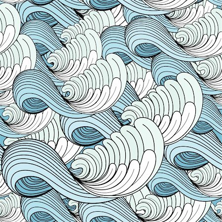 simsearch:400-08627385,k - seamless pattern of beautiful graphic fantastic waves Stock Photo - Budget Royalty-Free & Subscription, Code: 400-04925578
