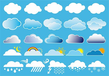 different clouds and weather symbols, vector set Foto de stock - Super Valor sin royalties y Suscripción, Código: 400-04926262