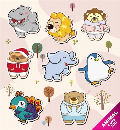 simsearch:400-05359215,k - cartoon animal Stickers icons Stock Photo - Budget Royalty-Free & Subscription, Code: 400-04920140