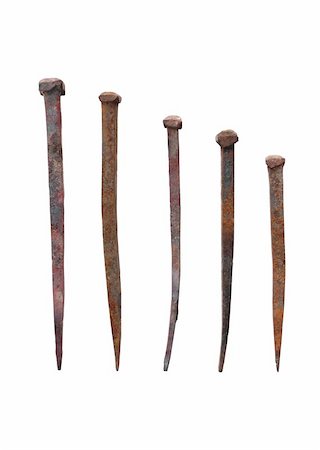 simsearch:400-06560568,k - Old forged nails with rusty isolated on white background Photographie de stock - Aubaine LD & Abonnement, Code: 400-04921287