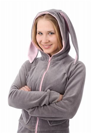 Girl with bunny ears. Isolated on white background Stock Photo - Budget Royalty-Free & Subscription, Code: 400-04921782