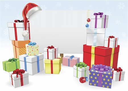 simsearch:400-04229535,k - Christmas sign and presents background with copyspace for your message Photographie de stock - Aubaine LD & Abonnement, Code: 400-04921813