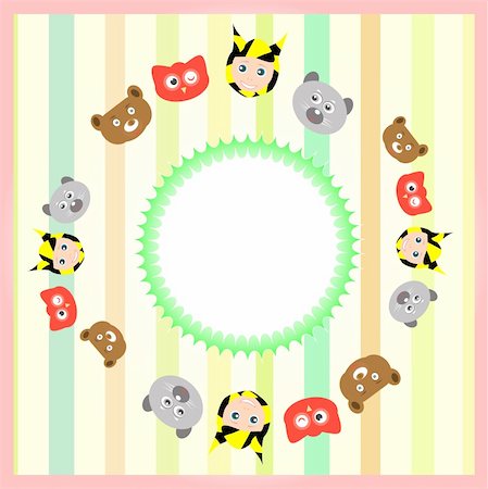 simsearch:400-07995476,k - set cute cartoon animal background with vintage circle Stock Photo - Budget Royalty-Free & Subscription, Code: 400-04922248