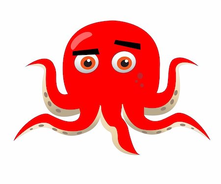 fish clip art to color - red octopus illustration Stock Photo - Budget Royalty-Free & Subscription, Code: 400-04922261