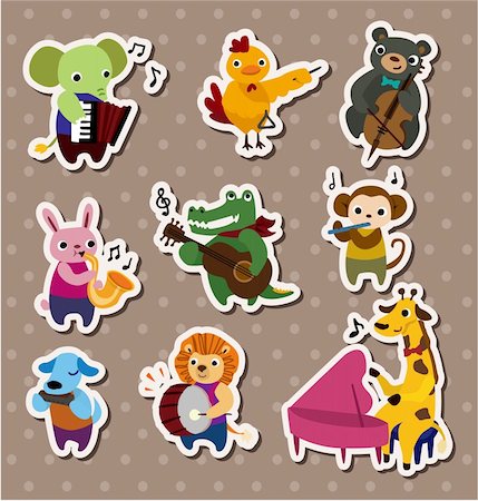 simsearch:400-04351466,k - animal play music Stickers,Label Stock Photo - Budget Royalty-Free & Subscription, Code: 400-04922685