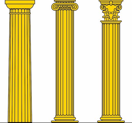 romans patterns - Three yellow columns on white Stock Photo - Budget Royalty-Free & Subscription, Code: 400-04923398
