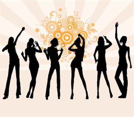 simsearch:400-04474927,k - Young girls dancing - vector Stock Photo - Budget Royalty-Free & Subscription, Code: 400-04936015