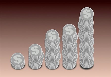 simsearch:700-00519413,k - A stack of silver coins to make a graph Stock Photo - Budget Royalty-Free & Subscription, Code: 400-04936694