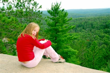 person sitting cliff edge - Young girl sitting on an edge of a cliff Stock Photo - Budget Royalty-Free & Subscription, Code: 400-04938491