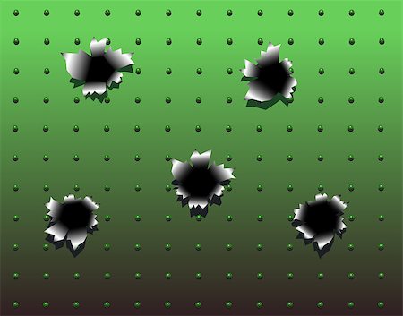 Vector illustration of bullet holes in metal Stock Photo - Budget Royalty-Free & Subscription, Code: 400-04939246