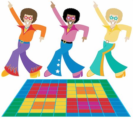 simsearch:400-04658893,k - Three groovy disco dudes strutting their stuff in the hottest 70's threads - also includes a disco dance floor Photographie de stock - Aubaine LD & Abonnement, Code: 400-04932791