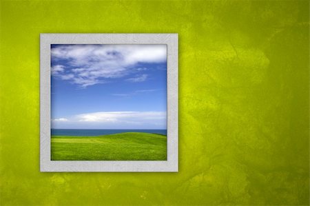simsearch:400-07820254,k - Green wall with a open window Stock Photo - Budget Royalty-Free & Subscription, Code: 400-04932889
