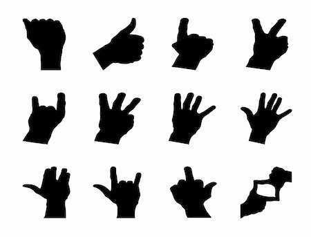 simsearch:400-04875087,k - Different hand signals shape isolated on white Photographie de stock - Aubaine LD & Abonnement, Code: 400-04932969