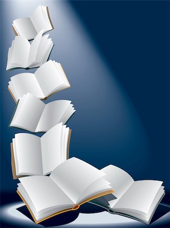 simsearch:700-00150473,k - Open flying books on dark blue background with sunshine. Stock Photo - Budget Royalty-Free & Subscription, Code: 400-04947168
