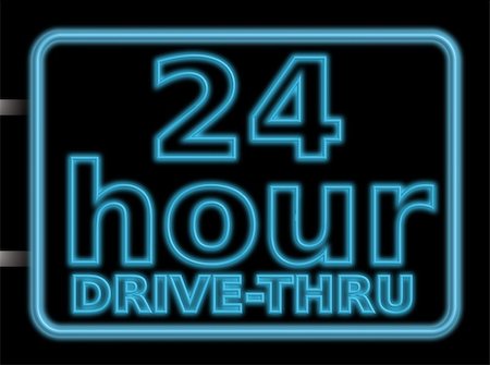 drive-thru - 24 hour drive through illustration of a neon sign Photographie de stock - Aubaine LD & Abonnement, Code: 400-04947822