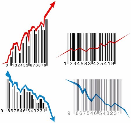 simsearch:630-03481458,k - Business growth, success and failure depression graph made from barcode (vector) Foto de stock - Super Valor sin royalties y Suscripción, Código: 400-04948108