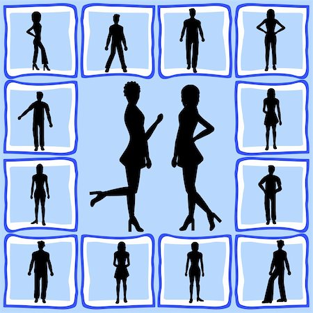 simsearch:400-04150413,k - Silhouettes of people with a retro background Photographie de stock - Aubaine LD & Abonnement, Code: 400-04941458