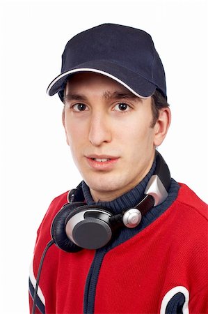 Disc jockey with headphones on white background Stock Photo - Budget Royalty-Free & Subscription, Code: 400-04941911