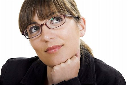 simsearch:400-04416781,k - Beautiful woman with eyeglasses thinking in the future Stock Photo - Budget Royalty-Free & Subscription, Code: 400-04954216