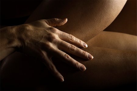 simsearch:400-04450916,k - Close up of Caucasian female hand on nude Hispanic female thigh. Stock Photo - Budget Royalty-Free & Subscription, Code: 400-04955632