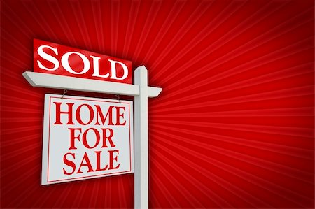 sold sign - Sold Home For Sale sign on Red Burst Background - Ready for your won message to the right. Stock Photo - Budget Royalty-Free & Subscription, Code: 400-04959254