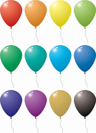 simsearch:400-04658893,k - Illustration of a collection of balloons in a variation of colors with string Photographie de stock - Aubaine LD & Abonnement, Code: 400-04952153