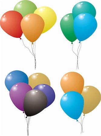 simsearch:400-04658893,k - Collection of different colored balloons in four set tied together with string Photographie de stock - Aubaine LD & Abonnement, Code: 400-04953017