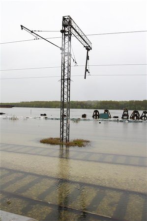 railway track signals - flooded rail yard Smedrevo Serbia Stock Photo - Budget Royalty-Free & Subscription, Code: 400-04965112