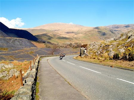 Two bikers on the famous Llanberis Pass, Snowdonia, North Wales. Stock Photo - Budget Royalty-Free & Subscription, Code: 400-04966780