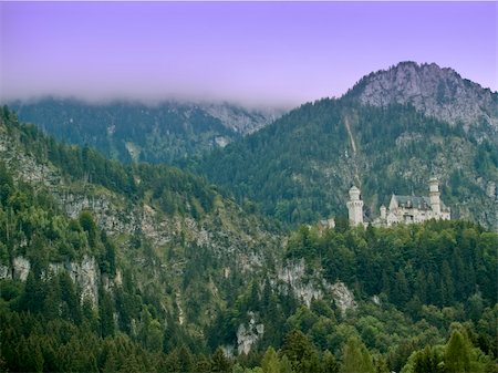 schwangau - Neuschwanstein castle view from the side from Marienbrucke Stock Photo - Budget Royalty-Free & Subscription, Code: 400-04962573