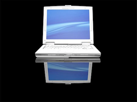 simsearch:400-08299548,k - 3D render of a white laptop on a black background Stock Photo - Budget Royalty-Free & Subscription, Code: 400-04976434