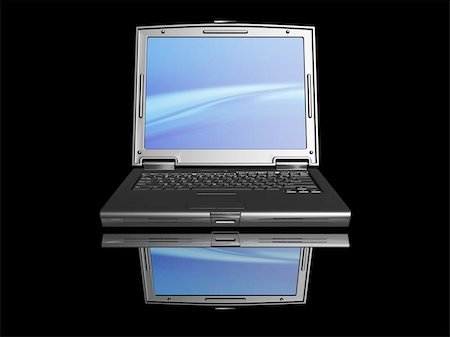 simsearch:400-08299548,k - 3D render of a black laptop on a black background Stock Photo - Budget Royalty-Free & Subscription, Code: 400-04976430