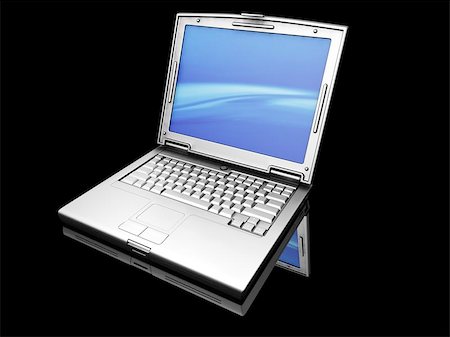 simsearch:400-08299548,k - 3D render of a titanium laptop on a black background Stock Photo - Budget Royalty-Free & Subscription, Code: 400-04976431