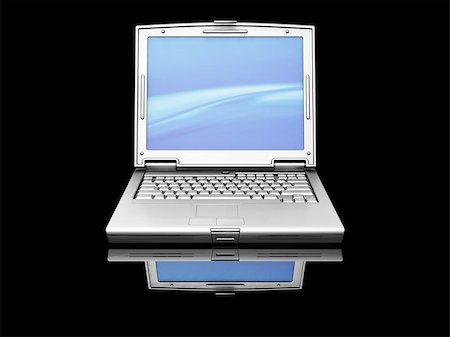 simsearch:400-08299548,k - 3D render of a titanium laptop on a black background Stock Photo - Budget Royalty-Free & Subscription, Code: 400-04976432